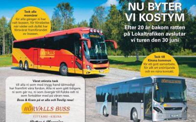 Vi slutar köra Kiruna Lokaltrafik, Flygbuss och Transferbuss 30 juni