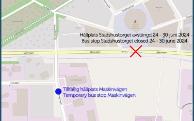 Hållplats Stadshustorget avstängd 24-30 juni 2024